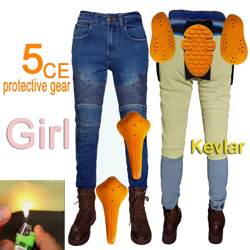 Motorcycle Gear Women Pants - 여성용 오토바이 청바지 케블라 모토 바지